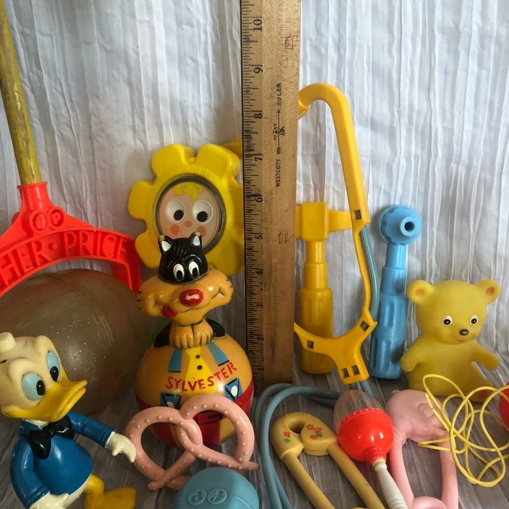 Vintage FISHER PRICE doctor bag replacement parts ,walker popper, baby r…
